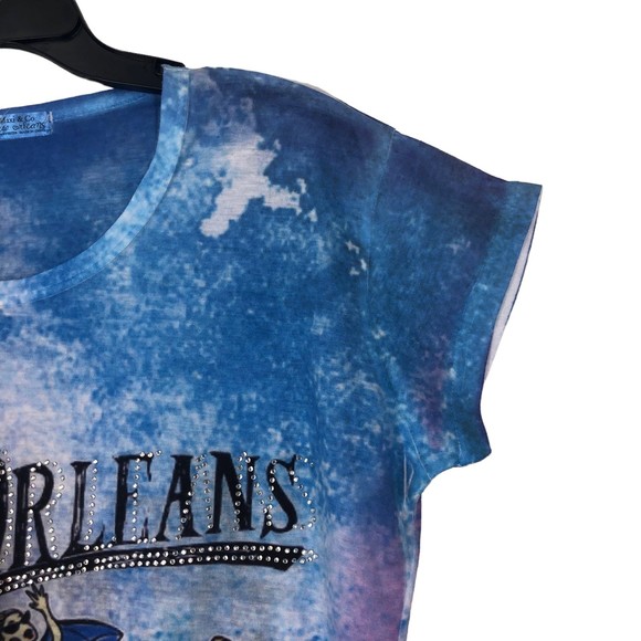 New Orleans Jazz Tye Dye Bling Tunic w/Asymmetrical Sharkbite Hem SZ 3X juniors - Picture 3 of 7